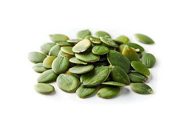 Isolated pumpkin seeds on white background