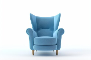 Poster - stylish blue armchair isolated on white background modern furniture design 3d rendering