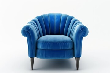 Wall Mural - stylish blue armchair isolated on white background modern furniture design 3d rendering