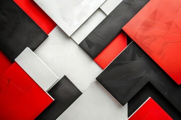 Wall Mural - vibrant red and black geometric shapes on white abstract presentation background
