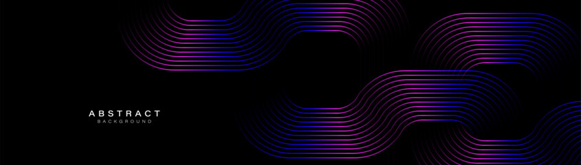 Aufkleber - Abstract background with blue and magenta geometric wavy. Modern minimal trendy lines pattern horizontal. Vector illustration