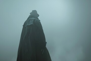 Wall Mural - Mysterious figure standing in the fog, suitable for suspense themes