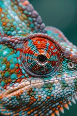 Poster - Detailed close up of a chameleon's eye. Perfect for nature and wildlife concepts