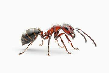 Wall Mural - Close up of an ant insect on a white background, suitable for educational purposes