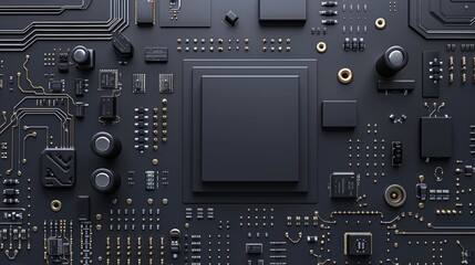 Wall Mural - Detailed view of a computer motherboard. Ideal for technology concepts