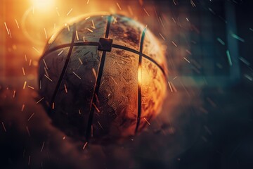 Wall Mural - A basketball ball with a cross symbol on it. Can be used for religious or sports concepts