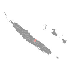 Kouaoua commune map, administrative division of New Caledonia. Vector illustration.