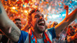© Robert Kneschke - Excited football fans celebrating victory at public viewing event with confetti