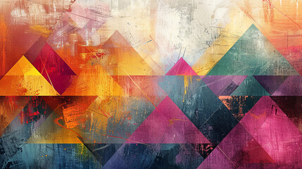 Wall Mural - abstract geometric artistic painting with vibrant colors and textures