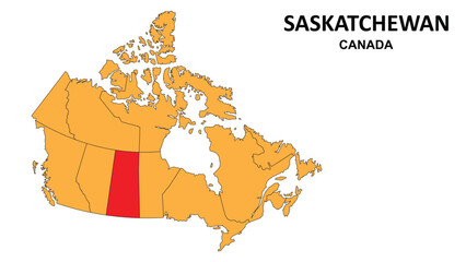 Poster - Saskatchewan Map is highlighted on the Canada map with detailed state and region outlines.