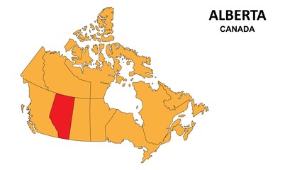 Poster - Alberta Map is highlighted on the Canada map with detailed state and region outlines.