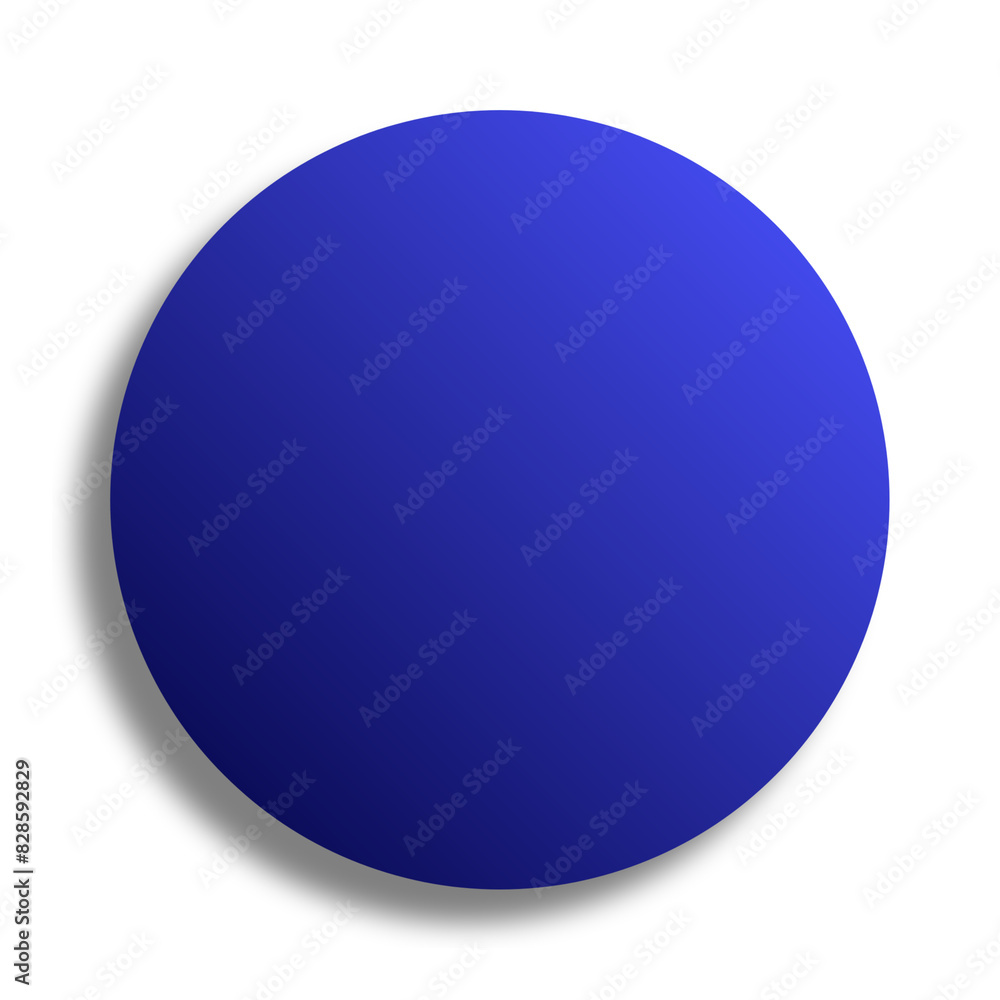 blue button on transparent background. Blue circle with shadow. Round circle badge for mock