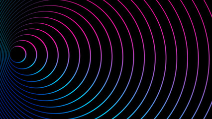 Fototapete - Abstract circle line pattern spin blue pink light isolated on black background in the concept of music, technology, digital	
