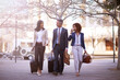 © peopleimages.com - Team, business and people for travel in city for conference or seminar in London for company as management. Group, diversity and happy for networking in workshop on international trade and industry