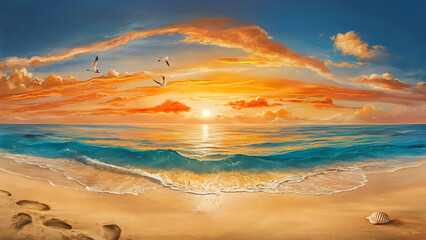 Sticker - sunset over the sea