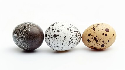 Poster - Quail Egg Set Against a White Background