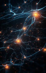 Abstract neural network concept with glowing nodes and connections.