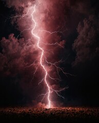 Wall Mural - Pink fantasy lightning on black background.