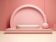 © GraphzTain - Minimalist pink product display with a platform and sphere. Perfect for showcasing beauty products, jewelry, or other small items.