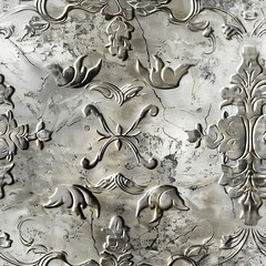 Wall Mural - Antique embossed silver texture, seamless tile pattern