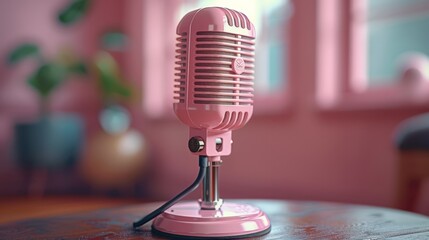 pink podcast microphone