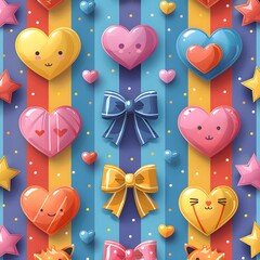 Wall Mural - Rainbow pattern with hearts