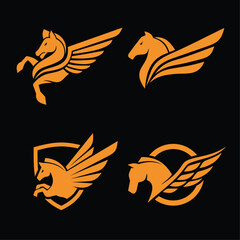 Wall Mural - Pegasus horse logo set