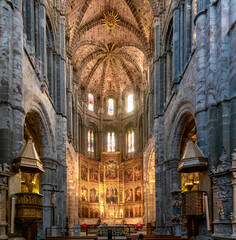 Sticker - view of the central nave and altar in the Avila Cathedral