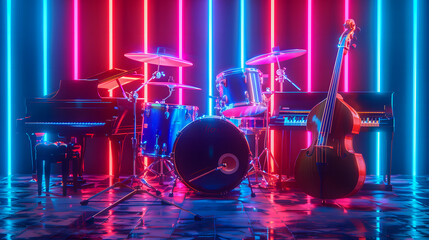 Colorful neon background musical style theme abstract