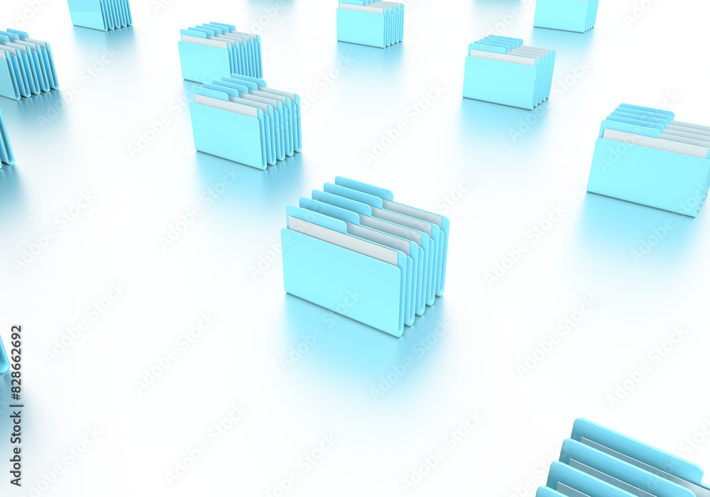 The pattern of blue folders with operating system files. 3d rendering ...