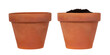 © photka - Flower pots with soil isolated on white or transparent background