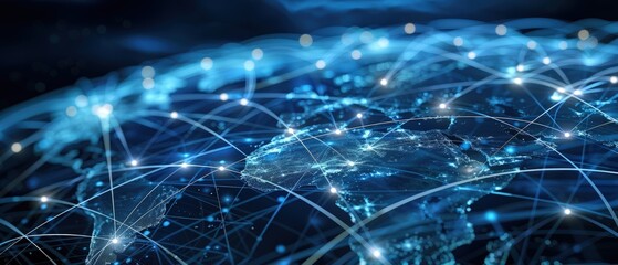 a global logistics network, illustrating the interconnectedness and efficiency of worldwide supply c