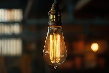 Wall Mural - Antique Edison style filament light bulb for hanging.