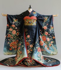 Wall Mural - A kimono with a floral pattern