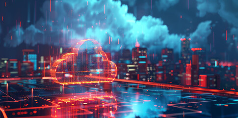 cloud technology concept with abstract digital background