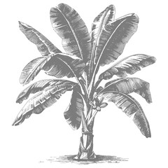 Poster - banana tree with old engraving style