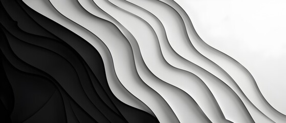 Wall Mural - Captivating Monochrome Paper Craft Layers A Minimalist Abstract Wallpaper Design with Gradient Copy Space