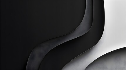 Wall Mural - Elegant Black and White Layered Abstract Papercraft Wallpaper with Copy Space