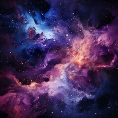 nebula with a snowy plant in foreground.