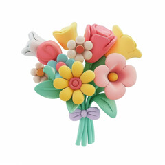 Poster - bouquet of flowers in 3d style isolated on the white background
