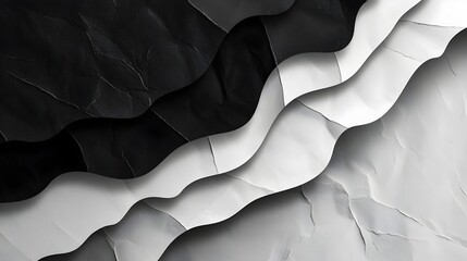 Canvas Print - Elegant Monochrome Paper Craft Layers Forming a Beautiful Minimal Abstract Background Wallpaper with Ample Copy Space