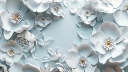 Poster - 3D background flower pastel copy space