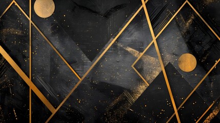 Canvas Print - Gold Geometric Shapes Abstract Background for Creative Designs Banners and Flyers