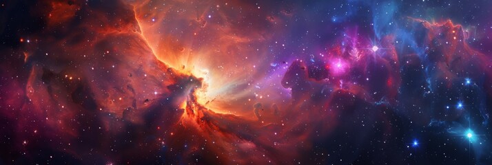 Cosmos background with stardust, nebula and stars. Galaxy backdrop. Infinite universe, milky way