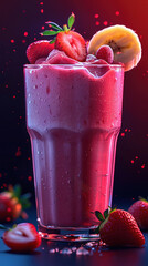 Wall Mural - sweet banana and strawberry smoothie