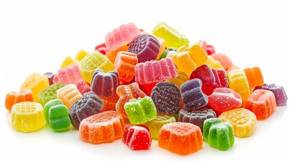 colorful jelly candy pile assorted gummy sweets isolated on white background high resolution product photography