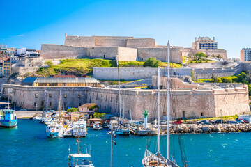 Wall Mural - Marseille Fort Saint Nicolas seascape view