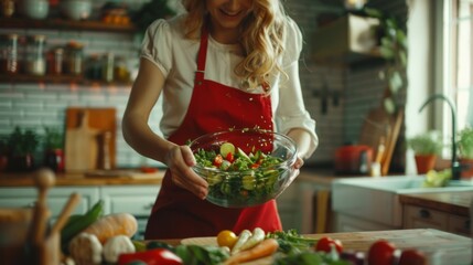 Poster - The woman making fresh salad