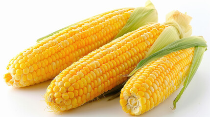 Wall Mural - Fresh corn cob on the white background