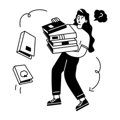 Wall Mural - Here’s a doodle mini illustration of girl carrying books